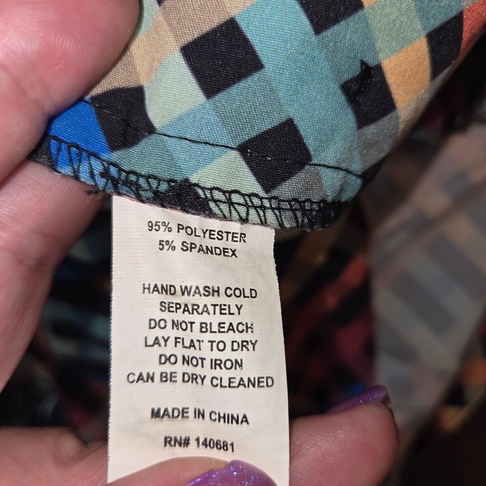 Unique Vintage Retro Multi-Color Geometric High-Waist Shorts - Mod 60s Style XL - Picture 7 of 7